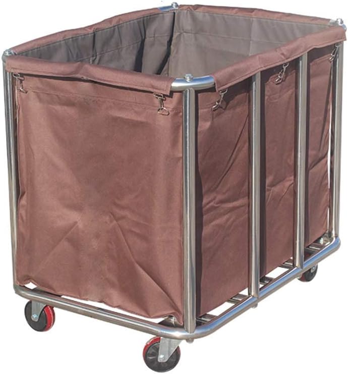 Home Brown Extra Large Commercial Laundry Trolley Rolling Laundry Sorter Cart for Dirty Clothes Storage Stainless Steel Frame(10 Tubes)