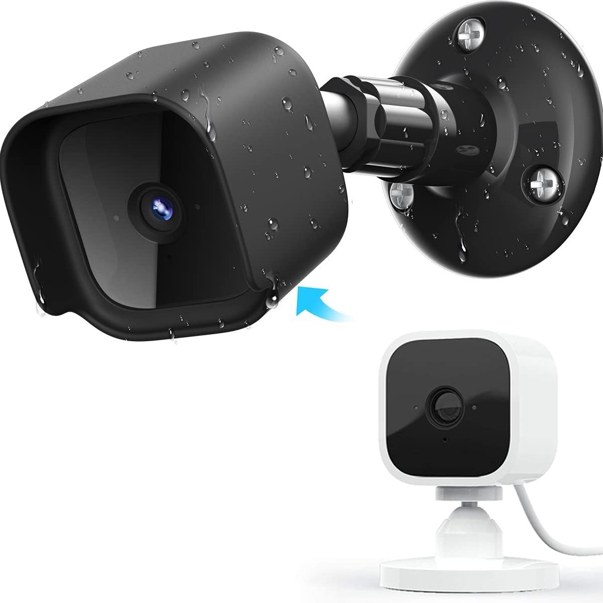 Blink Mini Wall Mount Bracket with Protective Case,Weather Proof 360 Degree Protective Adjustable Indoor/Outdoor Small Mount(1 Pack Black,Camera not Included)