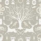 Harry Potter Horcrux Grey Damask Peel and Stick Wallpaper by RoomMates, RMK12782PLW