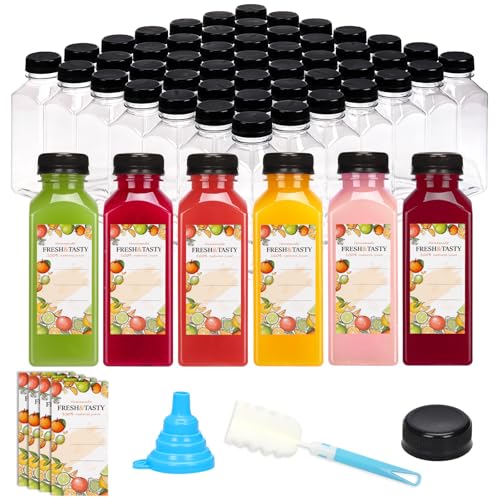 TOMNK 150pcs Juice Bottles, 12oz Reusable Plastic Juice Bottles with