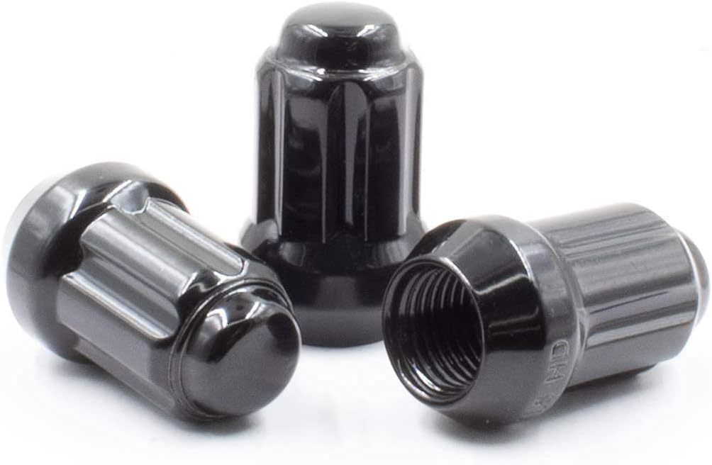 Wheel Accessories Parts 24 Pcs M14x1.5 14x1.5 Thread Truck 1.50" Long Spline Lug Nuts Black 6 Spline Hex Fits Jeep Grand Wagoneer Grand Wagoneer ｜ Ram 1500