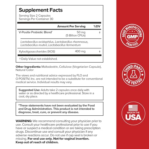 o positiv uro vaginal probiotics for women ph balance with prebiotics amp lactobacillus probiotic blend - vaginal health supplement - promote healthy vaginal odor amp vaginal flora 60 count pack of 1