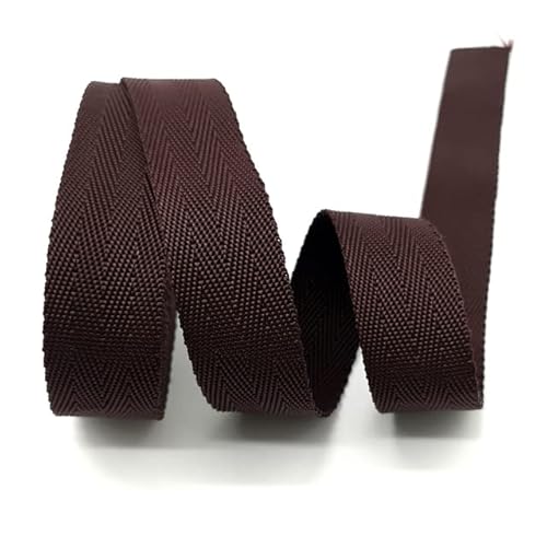 WENYAGUO Polyester Cotton Webbing Strap, 50 Yards 25mm Polyester Webbing Belt Ribbon Strapping Accessories Multicolor(Coffee)