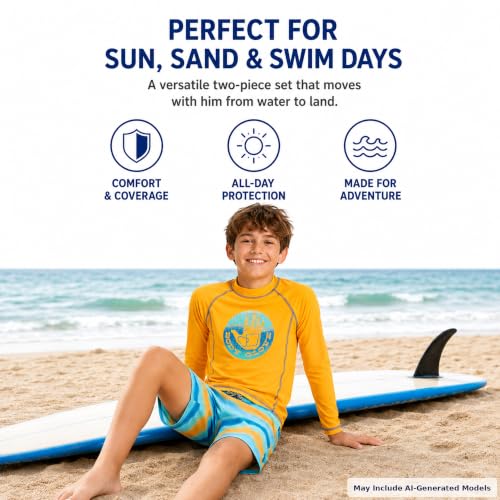 Image of Body Glove Little Boys 2-Piece Rash Guard Swimsuit Set