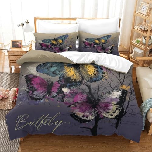 Microfibre résistante pour cette parure de lit papillon coloré