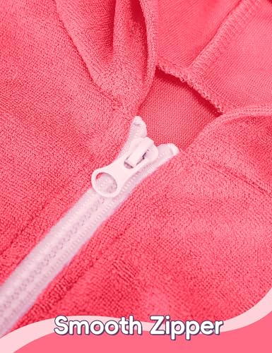 Image of Swim Cover Up Girls Multicolor Short Sleeve Ruffle Bathing Suit Hooded Zip-Up Terry Swimsuit for Toddler Kids