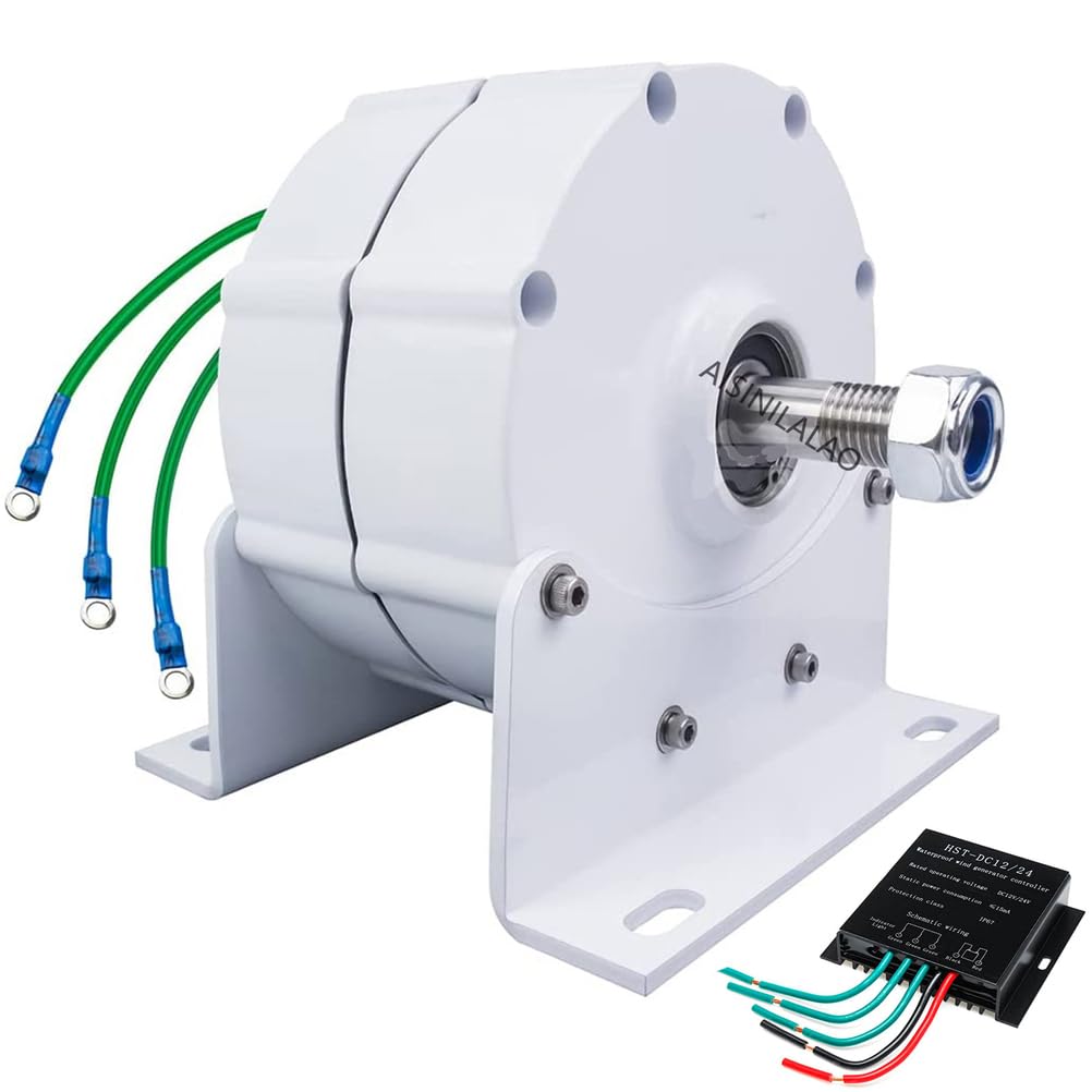 5000W Bezprzekładniowy Generator z Magnesami Trwałymi, Niskobiegowy 3-fazowy Generator Energii 12V 24V 48V 220V do Gospodarki Wodnej i Energii Wiatrowej dla Domu (z Podstawą)