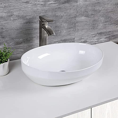 Logmey Waschbecken, oval, 48,3 x 35,6 cm, Eiform, Badezimmer, Waschbecken, modern, über der Theke, weißes Porzellan, Keramik, Badezimmer, WC, Waschtisch, Waschbecken, Kunstbecken Cover