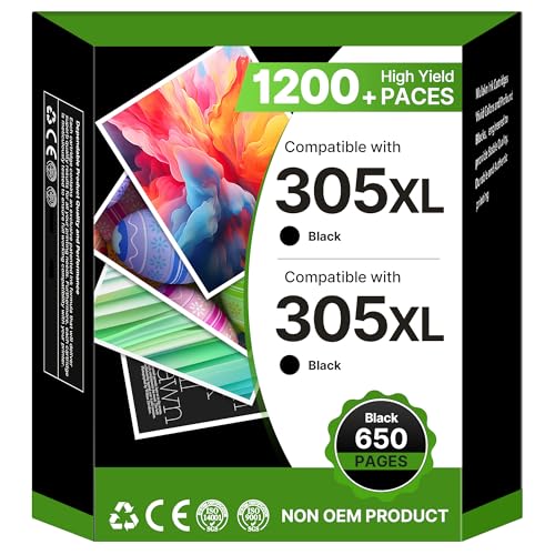 Cartouche HP 305 XL noire pour corriger les impressions ternes sur Deskjet 2720e et Envy 6020e