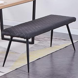 AINPECCA Dining Bench Seat,PU Leather Padded Hallway Bench,Vintage Cushioned Dining Room Long Bench,Lounge Bench for Kitchen,Dinner Stool with Metal legs Doorway (Black, PU, 129cm Length)