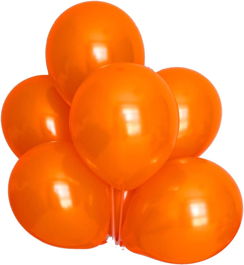 Chailert Balloon: 12 inch Orange Color Pearlized/Metallic Balloon for Party Decoration, 100 Pieces Packing (Orange)