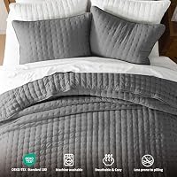 WDCOZY Cloud Soft Quilt Set, King Size, Dark Grey, 3 Pieces 104x90 inches — image 7