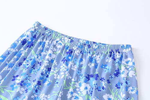 Hong Hui Women's Capri Pajama Sets Plus Size Sleepwear Top With Capri Pants 2 Piece Sleep Set Blue #TOP5