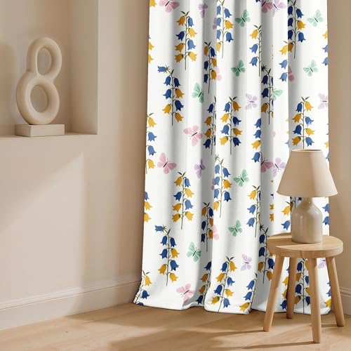 Image of Ultimate Trends Room Darkening Digital Printed Floral Geomatrical Prints Curtain 65-70% Opacity,Diamond Eyelets, Tie Back, Floral Geomatrical, 9 FEET Pack of 1,White with Multi-Color