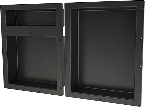 Redi Niche - Estante de ducha empotrado triple nicho negro, tres estantes interiores, 32 pulgadas de ancho x 20 pulgadas de alto x 4 pulgadas de