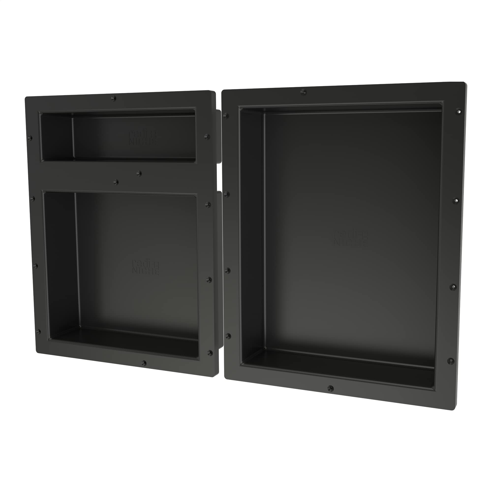 Redi Niche Triple Niche Recessed Shower Shelf- Black, Three Inner Shelves, 32-Inch Width x 20-Inch Height x 4-Inch Depth