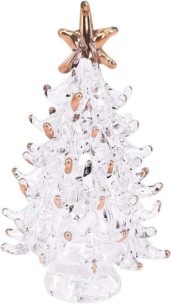 Decorative Crystal Christmas Tree, Green Glass Holiday Figurine (Green, 2.75"(7cm))