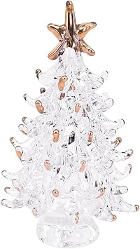 Decorative Crystal Christmas Tree, Green Glass Holiday Figurine Clear, 2.75"7cm