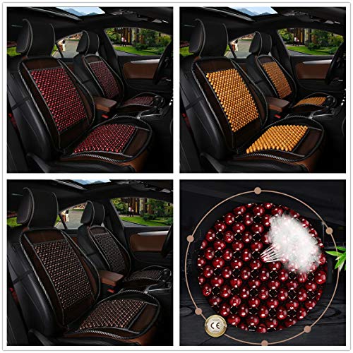 Image of Wood Bead Car Seat Cover Cushion, Cooling & Breathing, Automotive Beaded Driver Seat Massager Cushion for Lower Back Pain