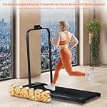 Portable Compact Treadmill with Handles for Home Small Spaces, Foldable Folding Walking Pad Treadmill with Handle Bar, 3.0HP Electric Walking Pads Treadmills Home with 320LB Capacity, LED Display - Image 3