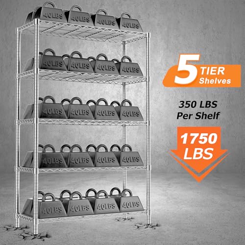 Image of ROOMTEC 5-Tier Wire Shelving Unit,36 inch W*14 inch D*72 inch H, Max Load 1750LBS