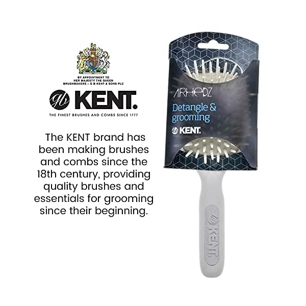 Kent AH8W Airhedz Cushion Paddle Brush - Scalp Massager and Detangler Brush - The Hair Brush for Thick Hair - Scalp Massager Hair Growth Stimulator - Hair Detangler and Curly Hair Brush