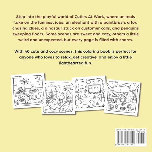 Cuties At Work: Coloring Book for Adults and Teens Featuring Cute Animal Characters Doing Their Best at Work image 4