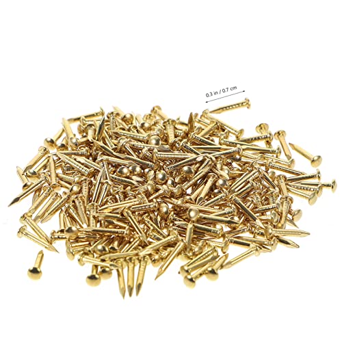 200 piezas de clavos de cabeza redonda de latón para muebles y cajas de madera miniatura 7