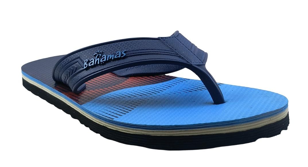 bahamas Men’s Flip Flops | Lightweight Casual Thong Slippers | Comfortable Daily Use Beach Sandals | Anti-Skid Sole | Blue Black-picture-17
