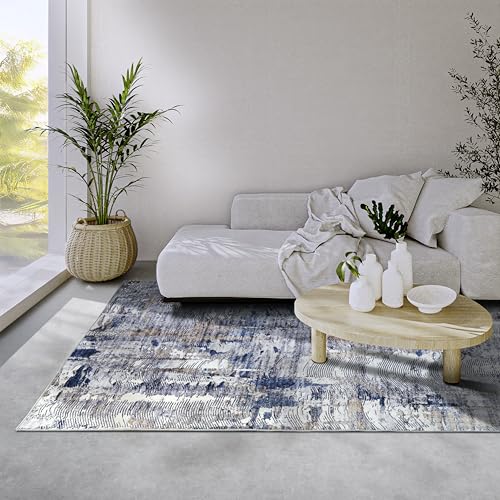 ELLE Decoration Malard Teppich – Moderner Abstrakter Rutschfester Design Kurzflor Teppich für Schlafzimmer, Esszimmer, Wohnzimmer, Flur, Küche – Dunkelblau Beige, 200x290cm ELLE Decoration Malard Teppich – Moderner Abstrakter Rutschfester Design Kurzflor Teppich für Schlafzimmer, Esszimmer, Wohnzimmer, Flur, Küche – Dunkelblau Beige, 200x290cm