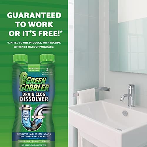 Green Gobbler Dissolve Tub, Sink & Drain Unblocker - Toilet Liquid Drain Cleaner & Hair Clog Remover Tool - 916ml