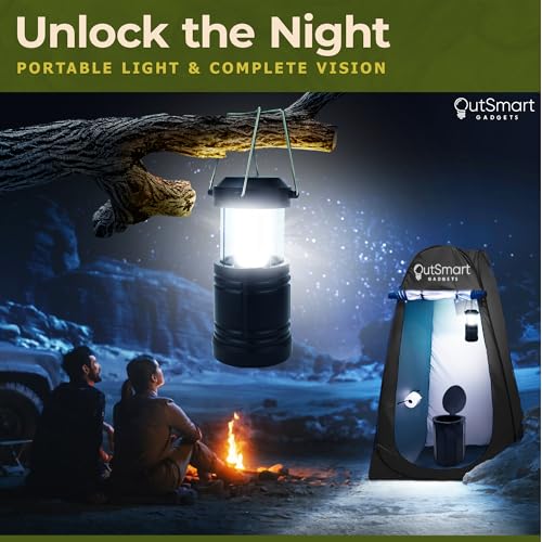 Image of Outdoor Portable Toilet Set for Adults with Camping Night Lantern, Folding XL Toilet, Pop Up Privacy Tent and Carry Bags, Multipurpose Potty, Washable and Foldable for RV Travel