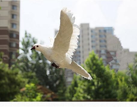 1x Artificial Feathered Pigeon Decoy Bird Garden Decor , #4 White Flying
