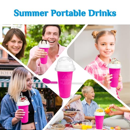 Slushy cup Slushie Maker Cup,Frozen Magic Slushy Cup - Create Delicious Slushies Anywhere with This Fun and Cool Slushie Maker Cup! (Red+Yellow)