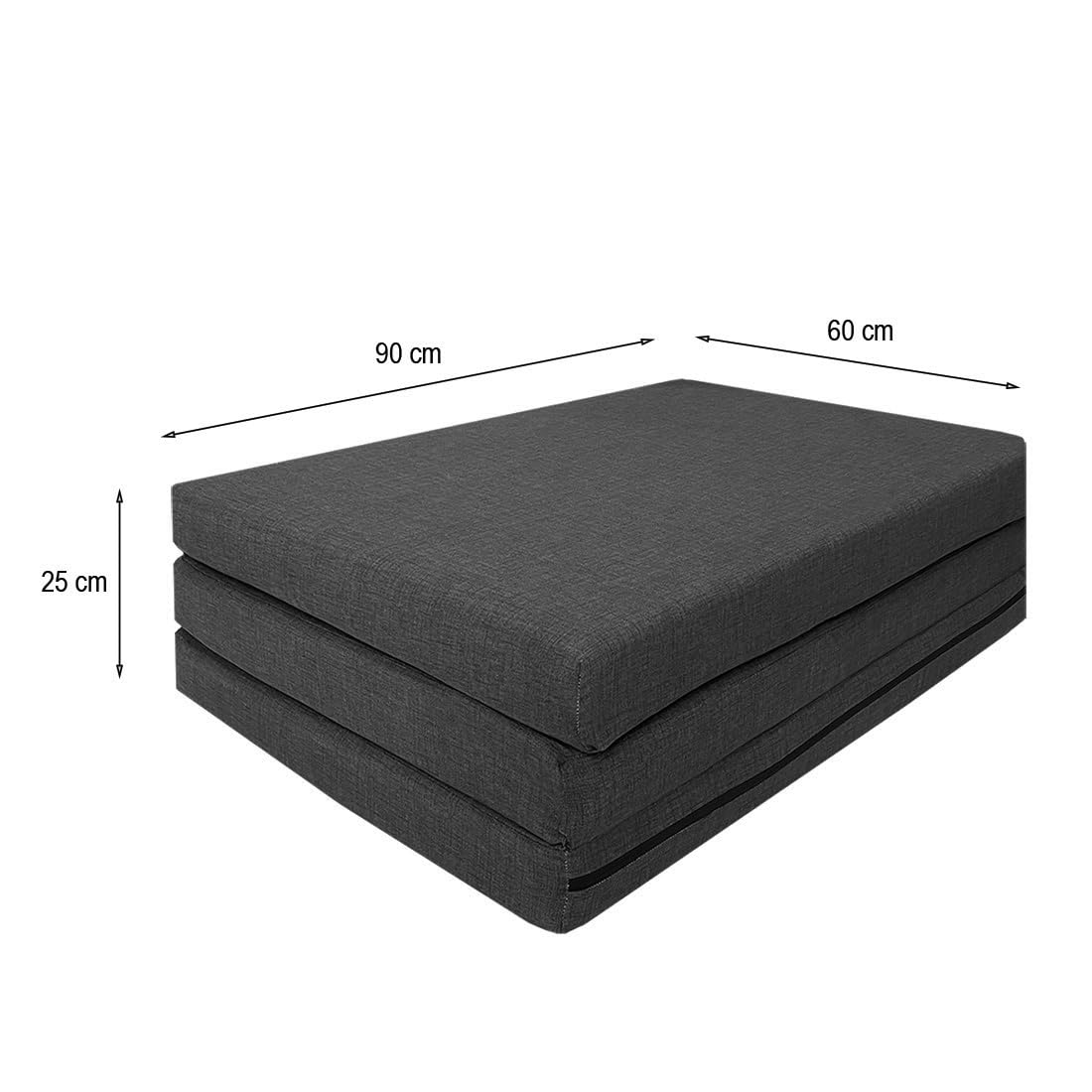 Acomoda Textil – Colchón Plegable con Espuma Alta Densidad y Funda con Cremallera Gris 180x90x8 cm. Colchoneta de Viaje para Ahorrar Espacio y Cama Invitados Cómodo y Resistente.