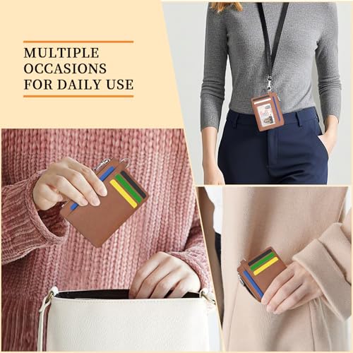 Image of Hancynir Slim Wallet Women Credit Card Holder Minimalist Brown Vintage RFID Small Mini Card Case Front Pocket PU Leather Thin Travel Zipper Coin Cash ID Window Girls Wallet Gifts