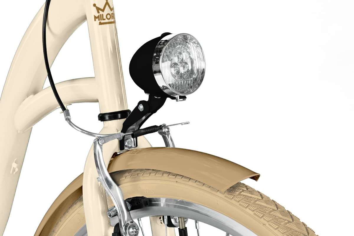 Generic Komfort Fahrrad Citybike Mit Weidenkorb Damenfahrrad Hollandrad, 28 Zoll, Creme-Braun, 7-Gang