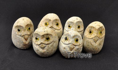 Small Boulder Owl Irregular Shaped 2.5in Tall Set of 6