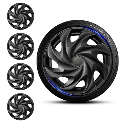 Set of 4 Hubcaps Wheel Covers Replacement R14 Hub Cap Universal Fit Iron Wheels Rims Cover Tire Caps for Most Car Truck Sedan SUV (#S Style 14 Inch)