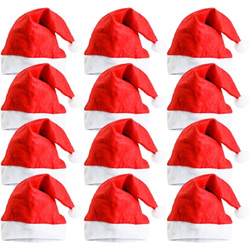Ram 12 Pieces Christmas Santa Hat Christmas Party Fancy Dress Hats Or Santa Costume Dressing Up Father Christmas Red Santa Hat For Christmas Party