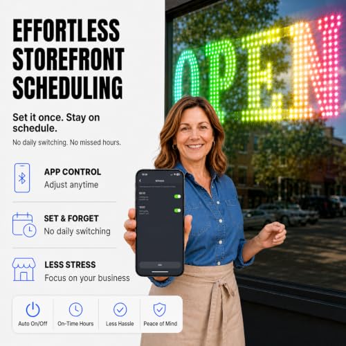 Image of 48 inch x 17 inch Led Open Signs for Business,Smart App & Remote Control, Timer, Custom Colors & Brightness - High Visibility for Storefronts Restaurants, Bars, Salons, Cafes, Retail Shop