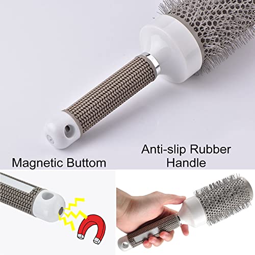 Round Hair Brush For Blow Drying Curling Brush Vented Thermal Barrel Ceramic Circle Brush For Rolling, Wave Hair Styling Blowout Brush Rubber Handle (0.75 Inch/19Mm, White) #TOP3