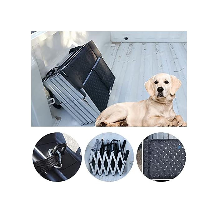 Dog Ramps For Large Dogs SUV with 5 Stairs, Lunvi Upgraded Aluminum Frame Pet Steps for Truck, cars, High Beds, Portable and Stair for Large Dog up to 200Lbs with Light weight and Non-slip Surface - Image 8