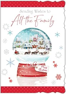 All The Family Christmas Card - Santa and Sleigh in Snow Globe Glitter 7.75x5.5"