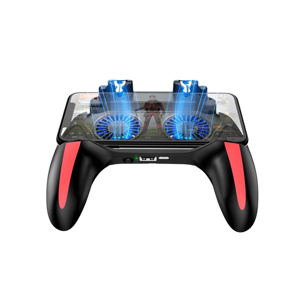 Diyeeni Controller di gioco mobile, controller portatile portatile PUBG con Power Bank e ventola di raffreddamento, controller mobile per Android e iOS da 4,7 a 6,5 pollici