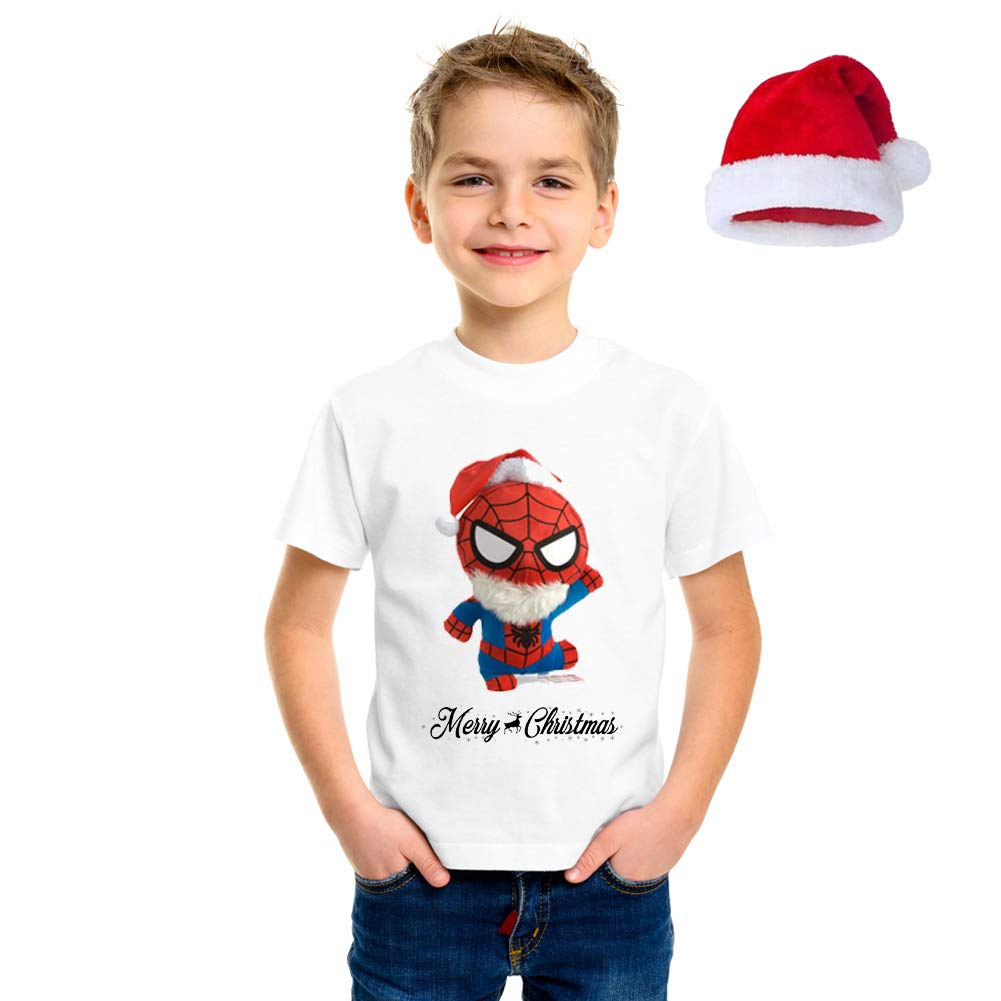 FancyDressWale Christmas T-Shirt for Boys & Girls- Unisex with X-MAS Santa Clause Cap