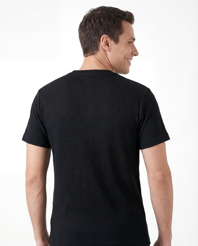 Image of Poly Cotton Frill Round Neck T-Shirt for Men | |