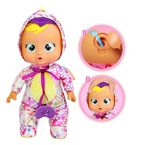 Cry Babies Tiny Cuddles Dinos Tilo - 9" Baby Dolls, Cries Real Tears, Dinosaur Metallic Themed Pajamas #TOP2
