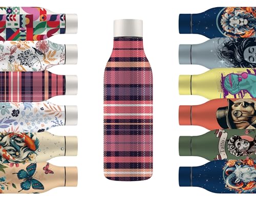 Mi Ko Mi Ka Botella de Agua de Acero Inoxidable - Botella Térmica Reutilizable de Diseño 550ml | Sin BPA | Mantiene 24H Frio / 12H Calor | Termo y Hermética - A Prueba de Fugas (Tela)
