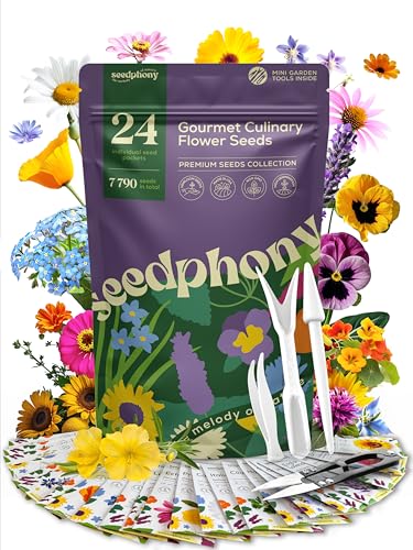 Seedphony 24 Gourmet Culinary Flower Seeds Variety Pack - 7,790+